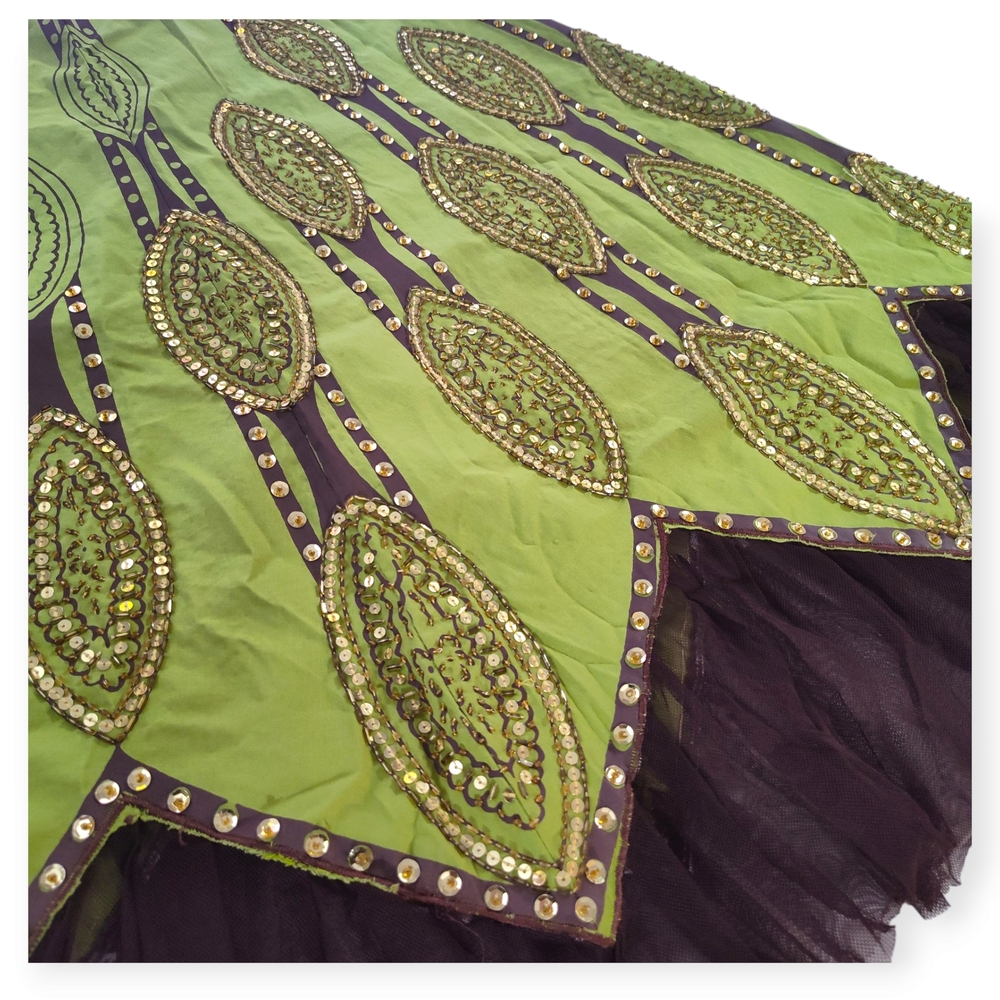 Basil & Maude Green/ Brown Skirt Boho Festival Size 4